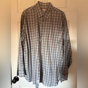 Peter Millar Blue and Brown Plaid Shirt XXL